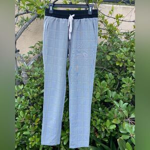CHRISTOS New York Men's Platinum Black and White Plaid Pants Medium EUC